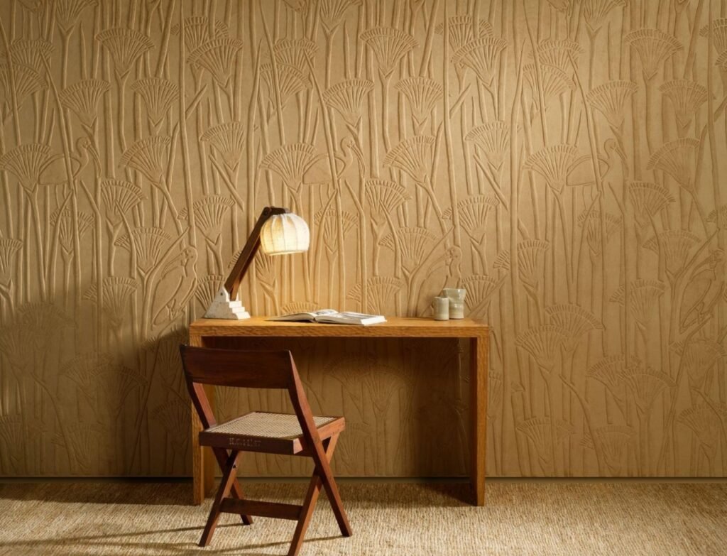 designer wallpaper accent wall from ARTE in modern Florida interior