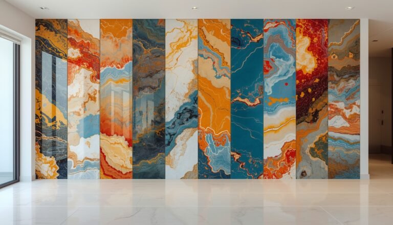 Large format porcelain slab wall installation in modern Fort Myers home