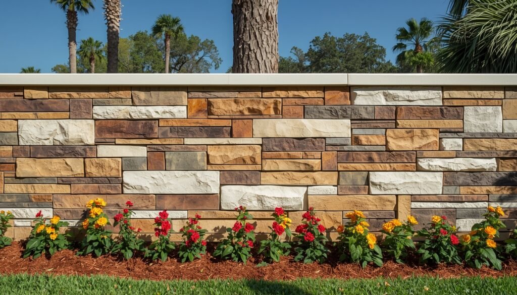 splitface stone wall panel exterior application in Florida residence